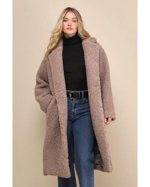 Lulus Amazing Comfort Shearling Long Coat - Blue
