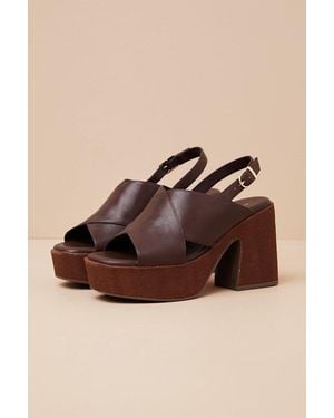 Madden Girl Terrific Dark Chocolate Platform Slingback Sandals - Brown