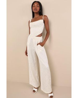 Lulus Karee Satin High-Rise Pants - Natural