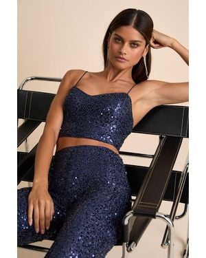 Lulus Sparkling Image Sequin Two-Piece Jumpsuit - Blue