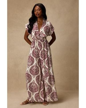 Lulus Dolla And Boho Print Wide-Leg Jumpsuit - Pink