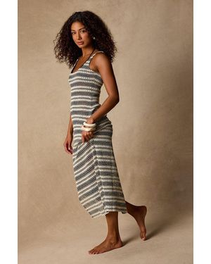 Lulus Monaco Cream And Striped Midi Swim Cover-Up - Brown