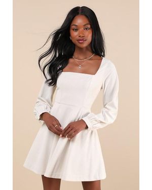 Lulus Daily Affection Corduroy Mini Dress With Pockets - Natural