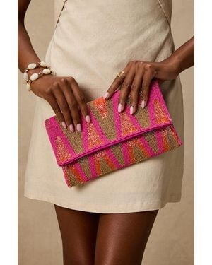 Lulus Maida Multi Beaded Crossbody Clutch - Red