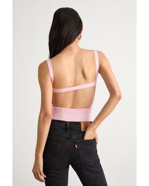 Lulus Emberlin Ribbed Low-Back Sleeveless Bodysuit - Pink