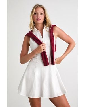Lulus Zenley Collared Skater Mini Dress - Natural