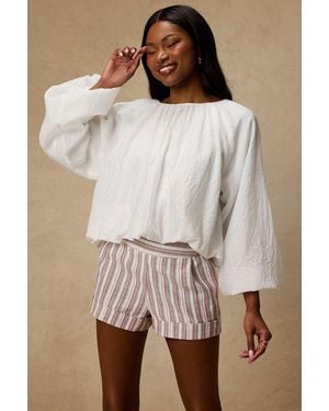 Lulus Ambrea Multi Striped Linen High-Rise Shorts - White