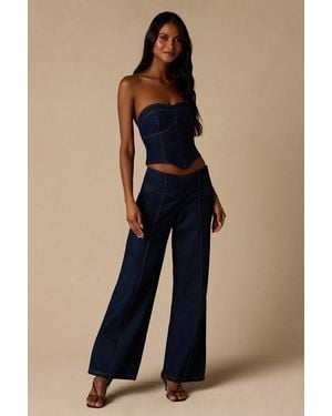 Lulus Denna Dark Wash Wide-Leg Jeans - Blue
