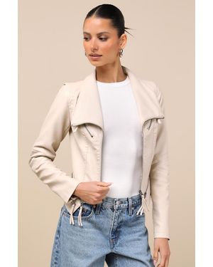 Lulus Up On A Tuesday Vegan Leather Jacket - Natural