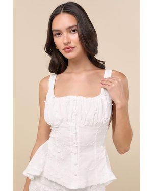 Extro & Vert Bella Embroidered Button-Front Top - Natural