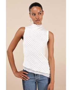 Lulus Emica Crochet Lace Asymmetrical Tank Top - Blue
