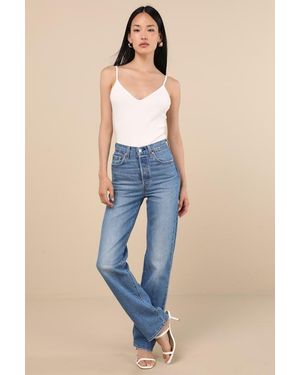 Levi's Ribcage Medium Wash Straight Leg High-Rise Denim Jeans - Blue