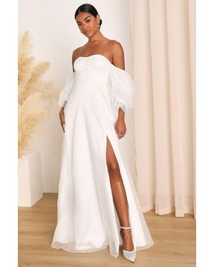 Lulus True Excellence Bustier Off-The-Shoulder Gown - Natural