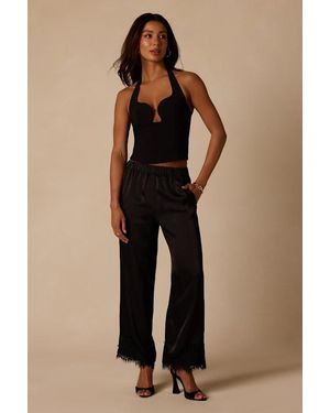 Lulus Owen Lace Satin Pants - Black
