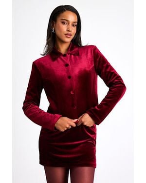 Lulus Bettany Velvet Button-Front Collared Jacket