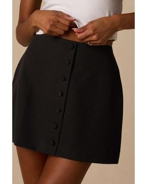 Lulus Stella Button-Front Mini Skirt - Black