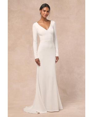 Lulus Feeling Of Forever Long Sleeve Mermaid Maxi Dress - Natural