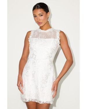 Lulus Cirella Embroidered Sleeveless Mini Dress - White