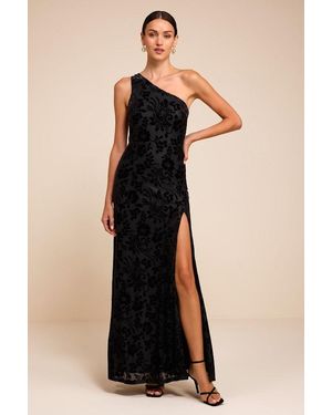 Lulus Marvelous Moi Burnout Velvet One-Shoulder Maxi Dress - Black