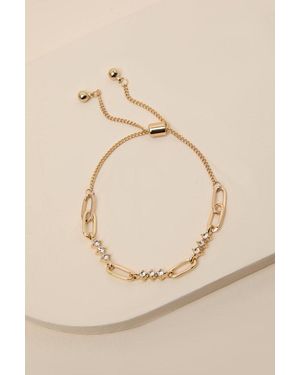 Lulus Link Up Rhinestone Bracelet - Natural