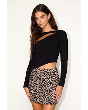 Lulus Bixy Leopard Print Tweed Mini Skirt - Black