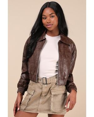 Glamorous Cool Theme Washed Denim Belted Cargo Mini Skirt - Brown