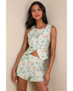 Lulus Noticeably Perfect Floral High-Rise Shorts - Multicolour