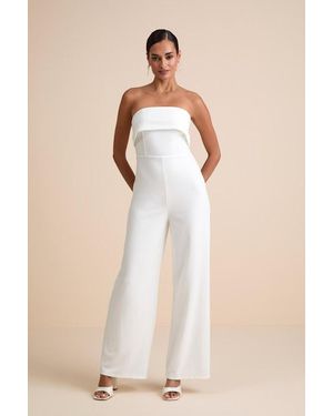 Lulus Carmo Strapless Straight Leg Jumpsuit - Natural