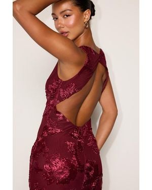 Lulus Taylin Floral Applique Backless Midi Dress - Red