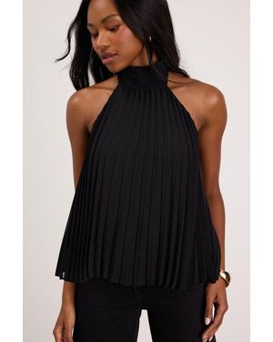 Lulus Twyla Pleated Halter Tank Top - Black