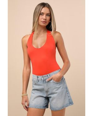 Just Black Noah Light Wash Denim Mid-Rise Shorts - Red