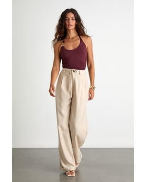 Lulus Bowen Light Khaki High-Rise Wide-Leg Trouser Trousers - White