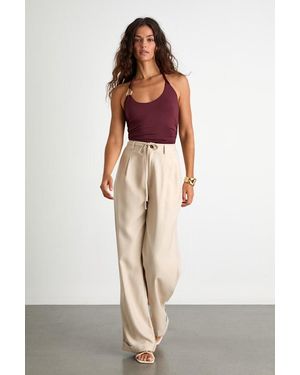 Lulus Bowen Light Khaki High-Rise Wide-Leg Trouser Pants - White