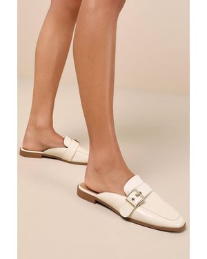 Lulus Marquete Bone Buckle Mule Slides - Natural