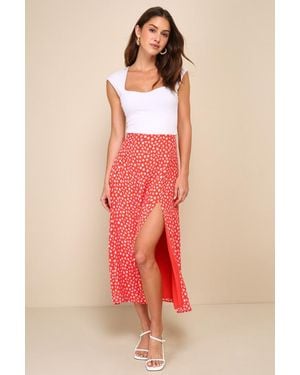 Lulus Cute Desires Ditsy Floral Print High-Rise Midi Skirt - Pink