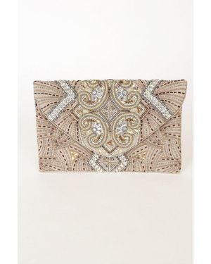 Lulus Sparkling Evening Beaded Clutch - Natural