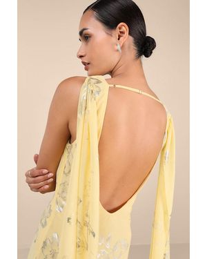 Lulus Sidonia And Floral Cowl Sash Maxi Dress - Natural