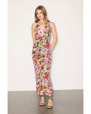Lulus Janelle Multi Floral Backless Maxi Dress - Metallic