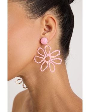 Lulus Paulina Raffia Flower Earrings - Natural