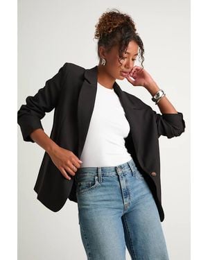 Lulus Maita Linen Oversized Blazer - Black