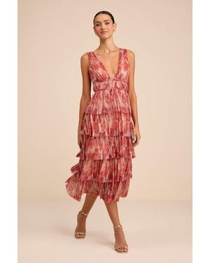 Lulus Valentia Plisse Sleeveless Tiered Midi Dress