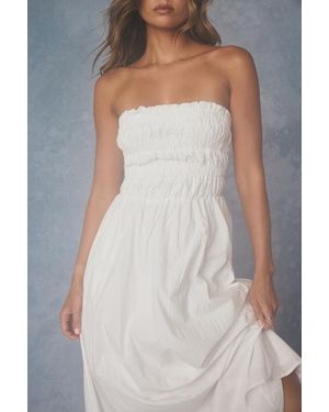 Lulus Ania Strapless Smocked Midi Dress - White