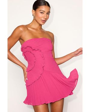 Lulus Brylee Pleated Ruffled Strapless Mini Dress - Pink