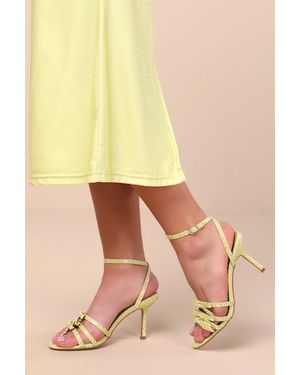 Lulus Devereux Sorbet Croc-Embossed Bow High Heel Sandals - Natural