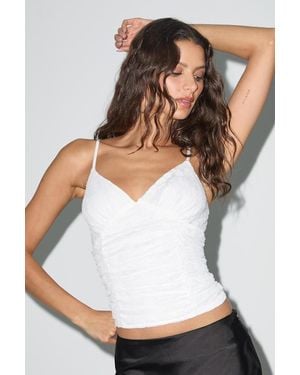 Lulus Itzal Lace Ruched Tank Top - White