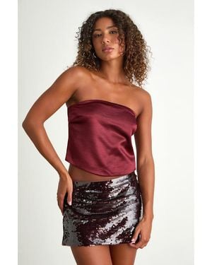 Lulus Jadira Dark Sequin Low-Rise Mini Skirt - Red