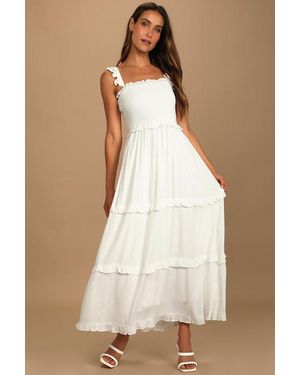 Lulus Fun Afternoon Smocked Tiered Maxi Dress - Natural