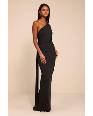 Lulus Cressida Slinky Knit One-Shoulder Mermaid Maxi Dress - Natural