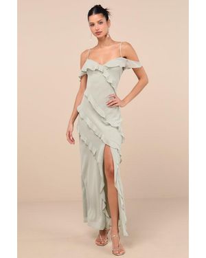 Lulus Elara Ruffled Maxi Dress - Natural