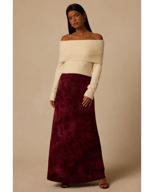 Lulus Minerva Floral Burnout Velvet Maxi Skirt - Brown